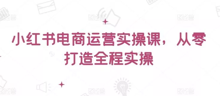 小红书电商运营实操课，​从零打造全程实操
