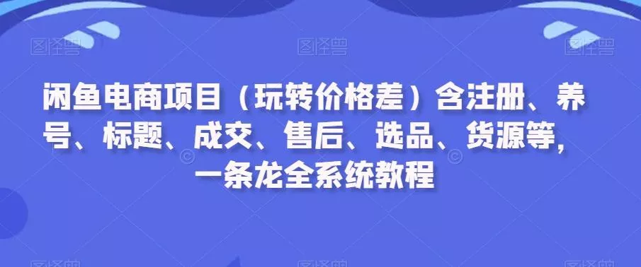 闲鱼电商项目(玩转价格差)含注册、养号、标题、成交、售后、选品、货源等，一条龙全系统教程