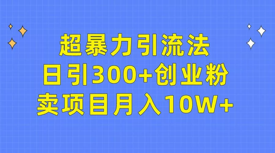 (9954期)超暴力引流法，日引300+创业粉，卖项目月入10W+