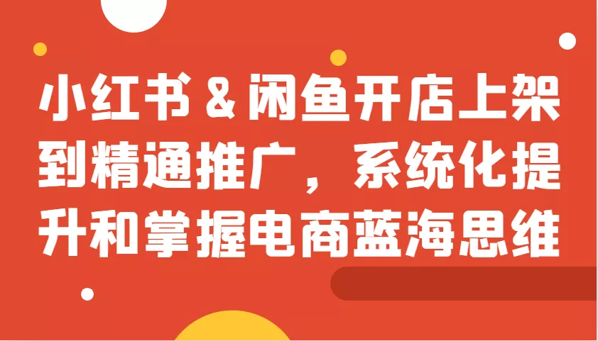 小红书&闲鱼开店上架到精通推广，系统化提升和掌握电商蓝海思维