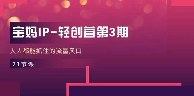 宝妈IP-轻创营第3期，人人都能抓住的流量风口(21节课