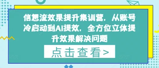 信息流效果提升集训营，从账号冷启动到AI提效，全方位立体提升效果解决问题