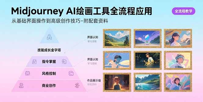 （15628期）Midjourney AI绘画工具全流程应用，从基础界面操作到高级创作-附配套资料-大叔网创联盟